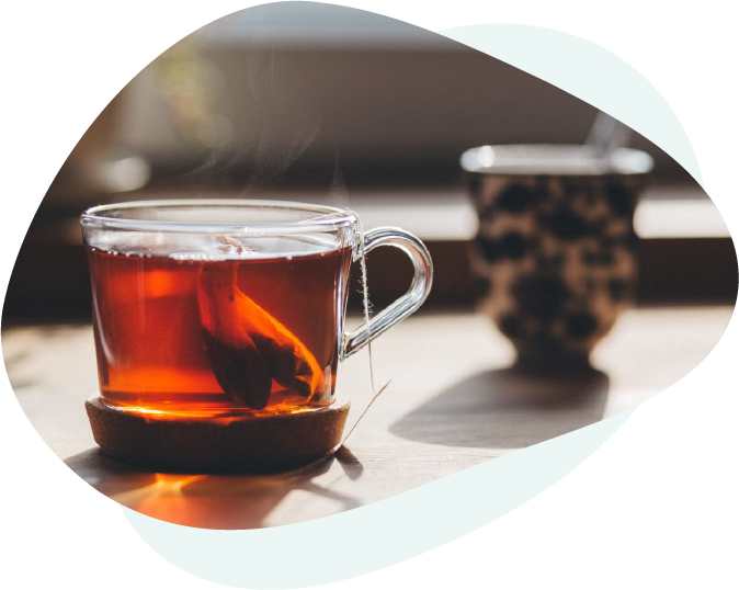 hot tea in a clear cup