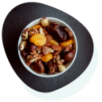 Nuts and dried fruit in a bowl